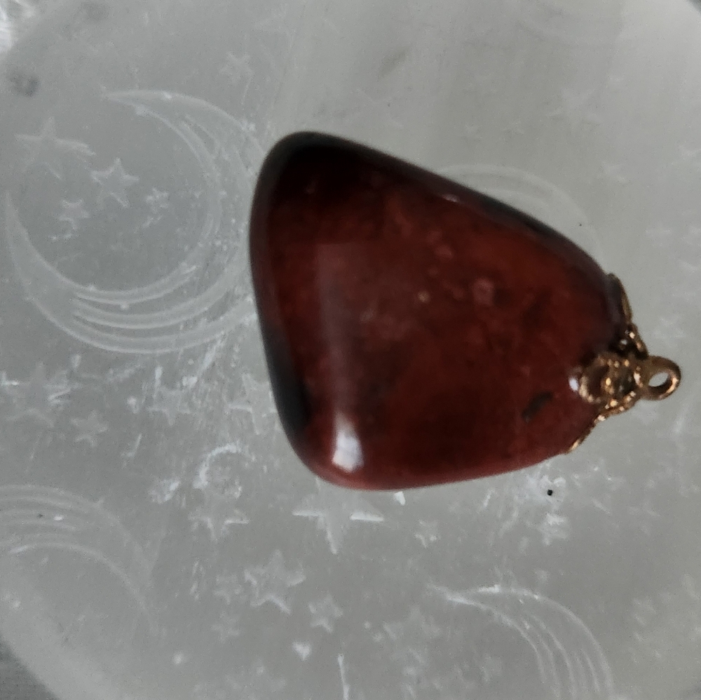 Vintage Red Jasper and Black Agate Pendant